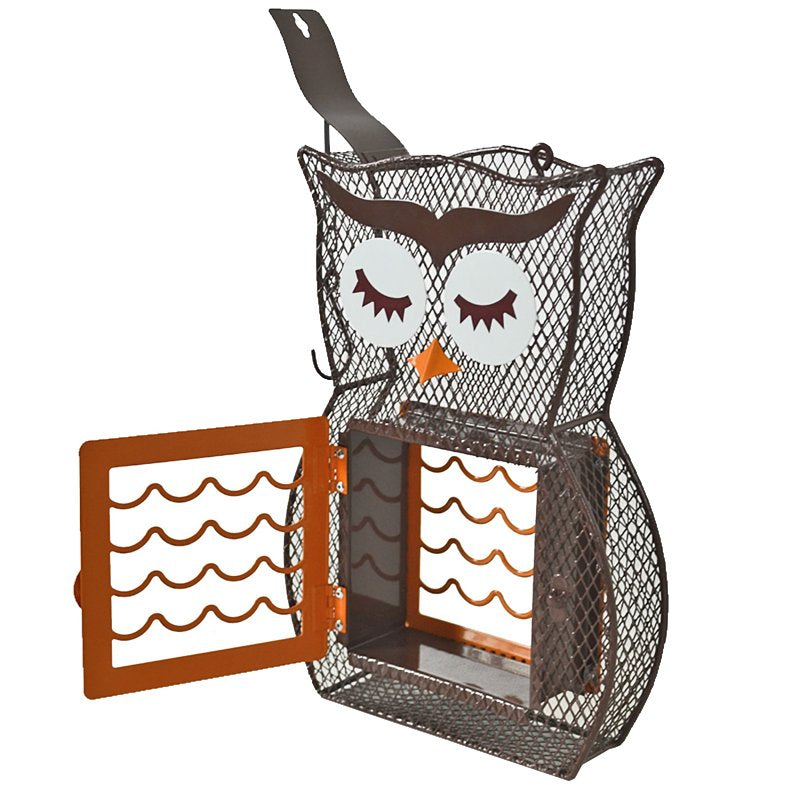 Heath 21703 Suet and Seed Bird Feeder, Whimsical Owl, Brown/Orange