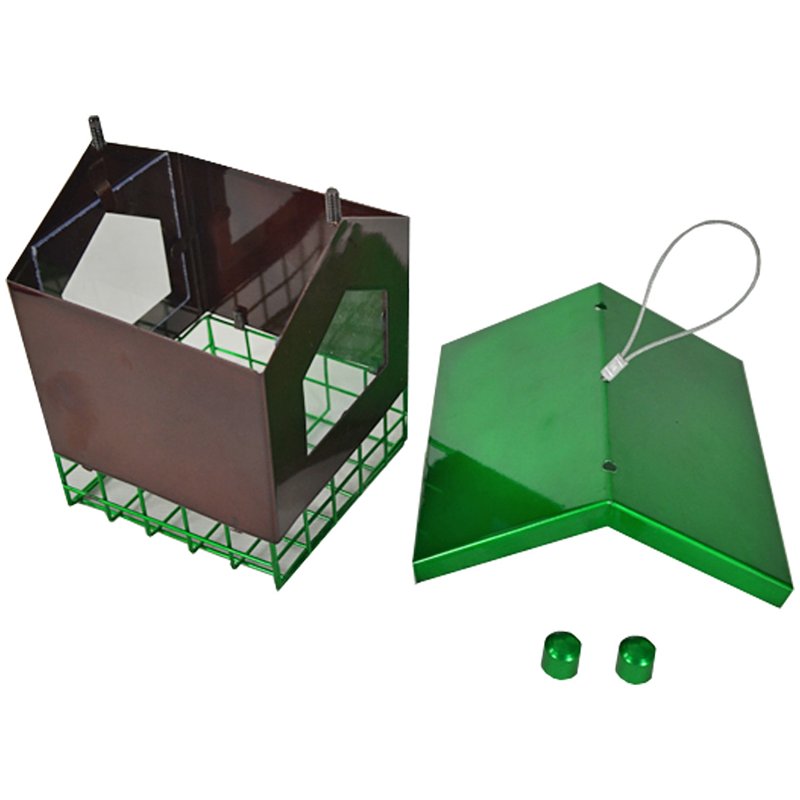 Heath 21705 Suet Cage Bird Feeder, Flipside, 5 Suet Cakes, Steel, Brown/Green, 8 in H