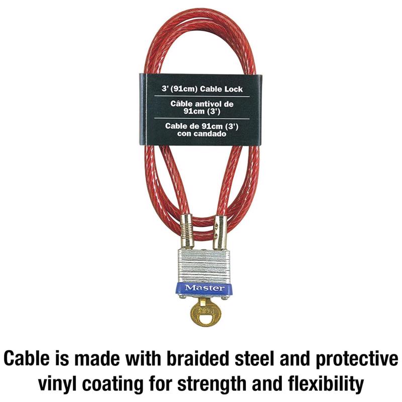 Master Lock 3/16 in. D X 36 in. L Vinyl Coated Steel Locking Cable