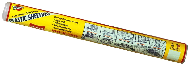 Warp's 4CH10 Poly Film, 4 mil Thick, 25 ft L, 10 ft W, Clear, Pack of 4