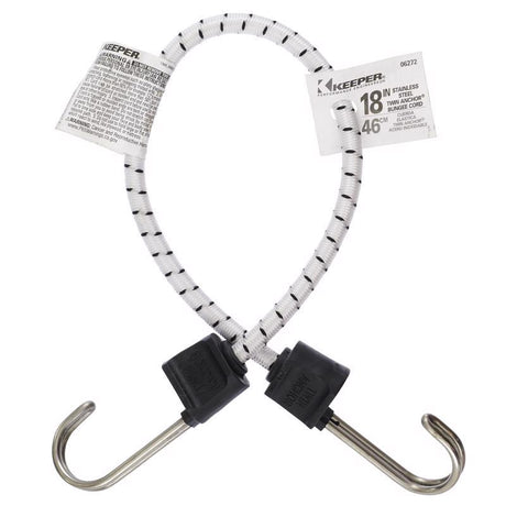 Keeper Twin Anchor White Bungee Cord 18 in. L X 0.315 in. 1 pk, Pack of 10