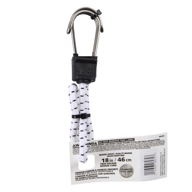 Keeper Twin Anchor White Bungee Cord 18 in. L X 0.315 in. 1 pk, Pack of 10