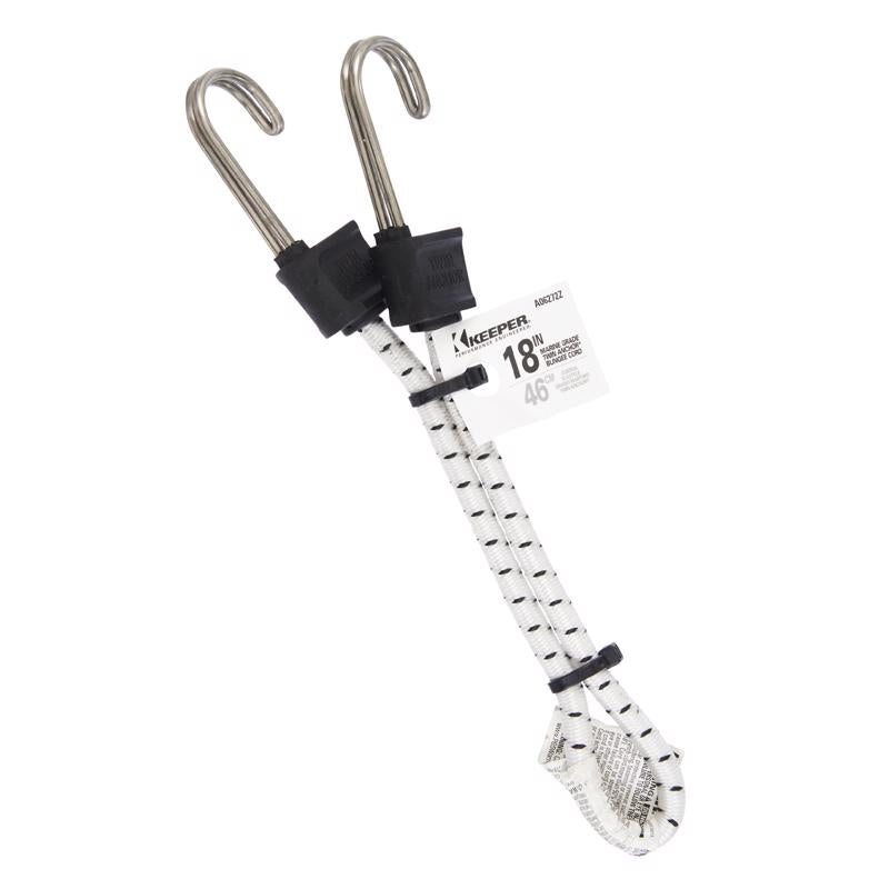 Keeper Twin Anchor White Bungee Cord 18 in. L X 0.315 in. 1 pk, Pack of 10
