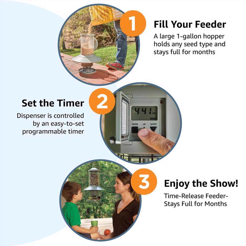 Wingscapes Wild Bird 1 gal Plastic Auto Feed Tube Bird Feeder 1 ports
