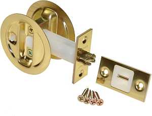 Johnson Hardware 15213PK1 Pocket Door Lock, US3 Brass, 2-3/8 in Backset