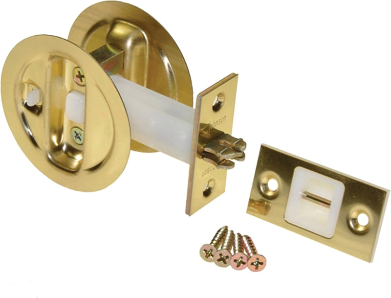 Johnson Hardware 15213PK1 Pocket Door Lock, US3 Brass, 2-3/8 in Backset