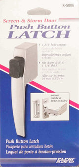Prime-Line K 5006 Pushbutton Latch, 1-3/4 in Hole Spacing, Aluminum, 5/8 to 1-1/4 in Thick Door
