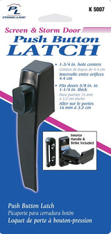 Prime-Line K 5007 Pushbutton Latch, Black, 1-3/4 in Hole Spacing, Aluminum, 5/8 to 1-1/4 in Thick Door