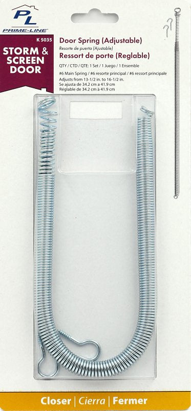 Prime-Line K 5035 Door Spring, 13-1/2 in L, Steel, Zinc, For: Light Screen Doors to Heavy-Duty Storm Doors