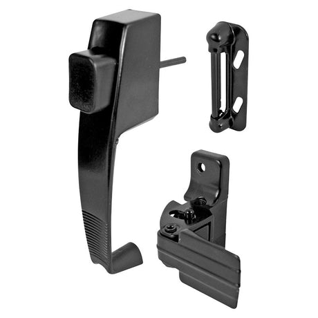 Prime-Line K 5071 Pushbutton Latch, Black, 1-3/4 in Hole Spacing, Zinc, 1 to 1-1/4 in Thick Door