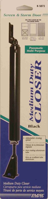 Prime-Line K 5073 Pneumatic Door Closer, Black, 10-1/2 in L, Aluminum, 90 deg Opening