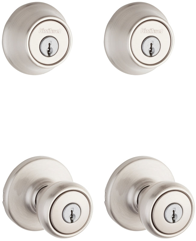 Kwikset 242T 15 K2 CP Combination Lockset, Knob Handle, Tylo Design, Satin Nickel, 3 Grade, Metal