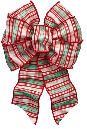 Holidaytrims 6161 Wired Bow, Red/White/Green, 7 Loops, 8-1/2 x 14 in, Pack of 12