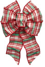 Holidaytrims 6161 Wired Bow, Red/White/Green, 7 Loops, 8-1/2 x 14 in, Pack of 12