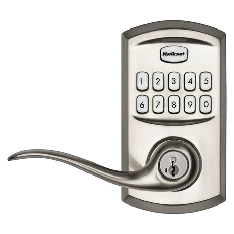 Kwikset 911TNL 15 SMT Electronic Entry Lock, Satin Nickel, Residential, AAA Grade, Metal, ADA Compliant, Universal Hand