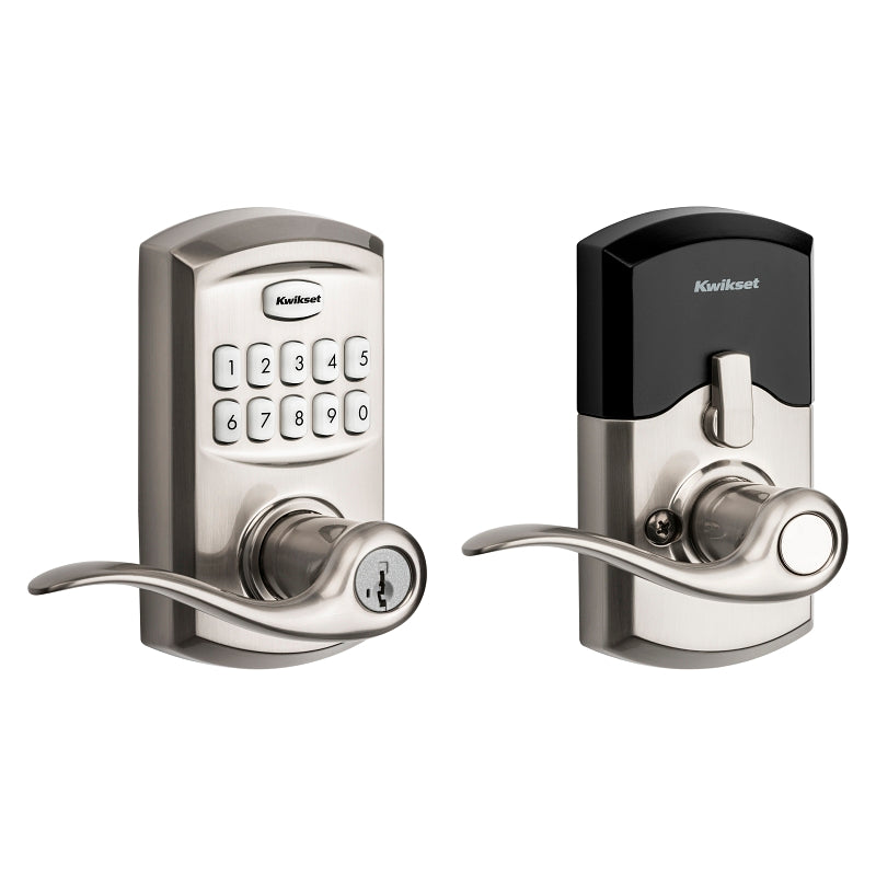 Kwikset 911TNL 15 SMT Electronic Entry Lock, Satin Nickel, Residential, AAA Grade, Metal, Universal Hand