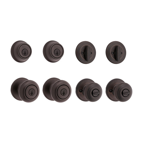 Kwikset Cove Series 92420-063 Entry Knob and Single Cylinder Deadbolt, Knob Handle, Venetian Bronze, Yes, 3 Grade, Metal