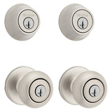 Kwikset Cove Series 92420-059 Entry Knob and Single Cylinder Deadbolt, Knob Handle, Satin Nickel, Knob Interior Handle