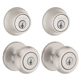 Kwikset Cove Series 92420-059 Entry Knob and Single Cylinder Deadbolt, Knob Handle, Satin Nickel, Knob Interior Handle