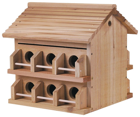 Heath M-12DP Bird House, 2-3/4 in W, 2-3/4 in D, 10 in H, Cedar Wood/Redwood, Brown, Pole Mounting