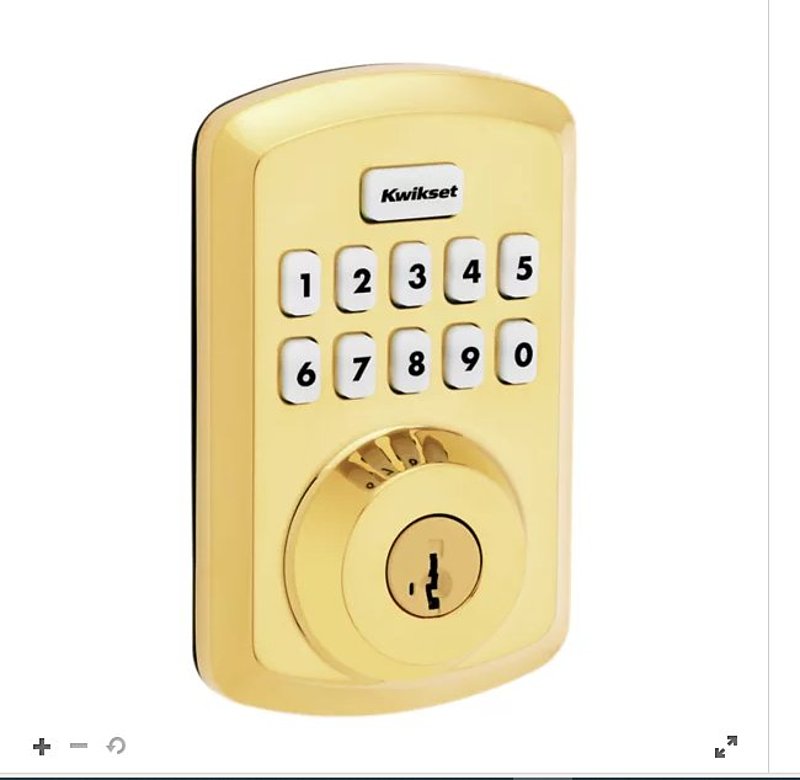 Kwikset Powerbolt 250 992500-001 Keypad Electronic Lock, 3 Grade, Zinc, Lifetime Polished Brass, KW1 Keyway