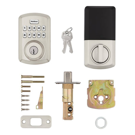 Kwikset Powerbolt 250 Series 992500-002 Keypad Electronic Lock, 3 Grade, Zinc, Satin Nickel, KW1 Keyway