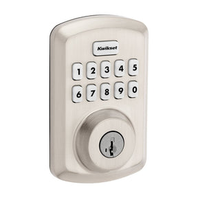 Kwikset Powerbolt 250 Series 992500-002 Keypad Electronic Lock, 3 Grade, Zinc, Satin Nickel, KW1 Keyway