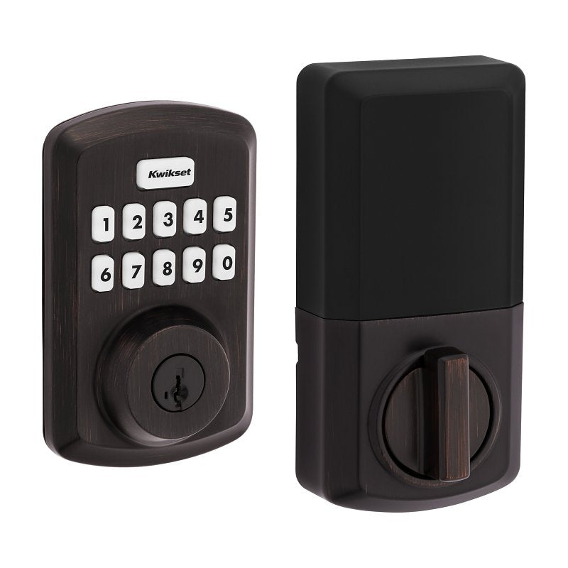 Kwikset Powerbolt 250 Series 992500-003 Keypad Electronic Lock, 3 Grade, Zinc, Venetian Bronze, KW1 Keyway