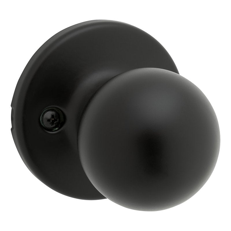 Kwikset 92001-622 Hall and Closet Knob, Zinc, Matte Black, 2-3/8 to 2-3/4 in Backset, 1-3/8 to 1-3/4 in Thick Door