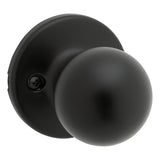 Kwikset 92001-622 Hall and Closet Knob, Zinc, Matte Black, 2-3/8 to 2-3/4 in Backset, 1-3/8 to 1-3/4 in Thick Door