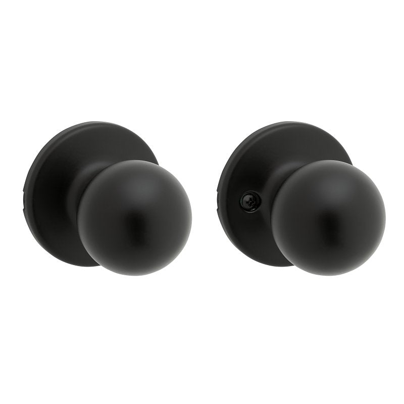 Kwikset 92001-622 Hall and Closet Knob, Zinc, Matte Black, 2-3/8 to 2-3/4 in Backset, 1-3/8 to 1-3/4 in Thick Door