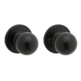 Kwikset 92001-622 Hall and Closet Knob, Zinc, Matte Black, 2-3/8 to 2-3/4 in Backset, 1-3/8 to 1-3/4 in Thick Door
