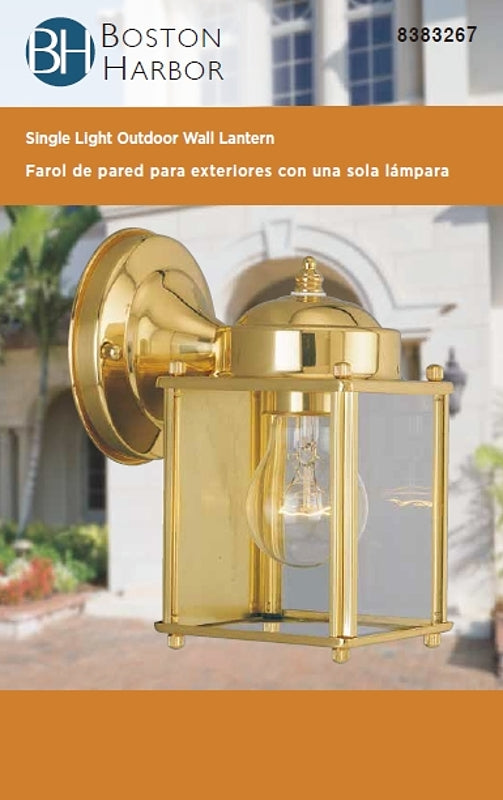 Boston Harbor 4000NH-2-3L Outdoor Lantern, 120 V, 60 W, Steel Fixture, Polished Brass Fixture