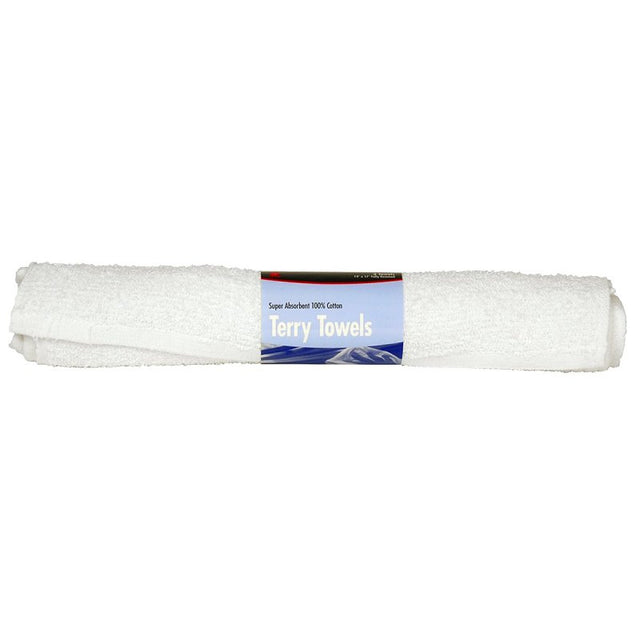 Buffalo 60229C Terry Towel, White, 3, 17 in L, 14 in W, Cotton, 3/PK