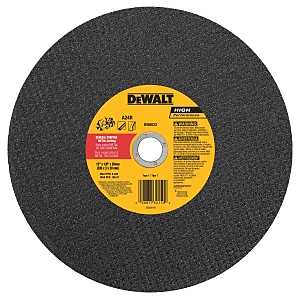 DEWALT DW8023 Cutting Wheel, 12 in Dia, 1/8 in Thick, 20 in Arbor, 24 Grit, Aluminum Oxide Abrasive