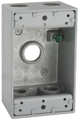 Hubbell 5322-0 Weatherproof Box, 18.3 cu-in, 5-Outlet, 1-Gang, Powder-Coated, Aluminum, Gray