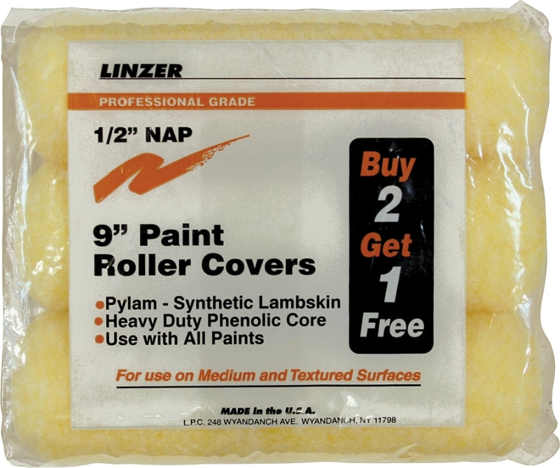 Linzer RS1443 Paint Roller Cover, 1/2 in Thick Nap, 9 in L