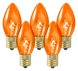 Hometown Holidays 19117 Light Bulb, 5 W, Candelabra Lamp Base, Incandescent Lamp, Transparent Orange Light, Pack of 25