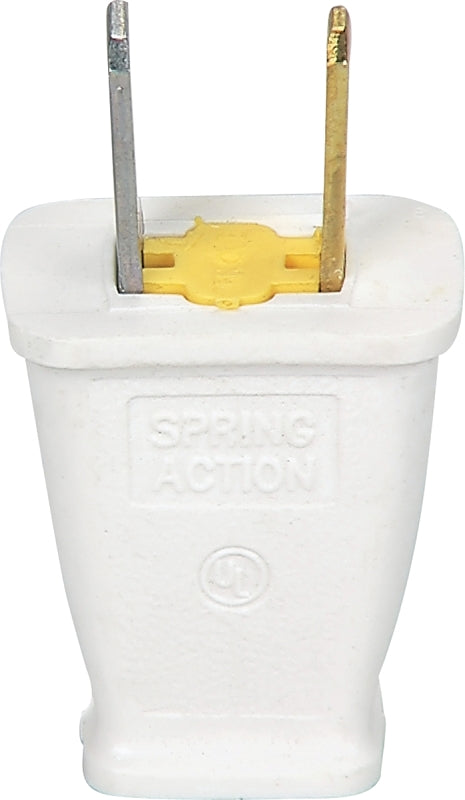 Eaton Wiring Devices SA540W Electrical Plug, Polarized, Spring Action, 21/64 in, 2-Pole, 15 A, 125 V, NEMA: NEMA 1-15