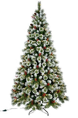 Santas Forest 39115 Frosted Colorado Spruce Tree, 7-1/2 ft H, w/Berries & Pinecones, Silver Glitter