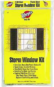 Warp's Easy-On Series EZ-36 Storm Window Kit, 36 in W, 2 mil Thick, 72 in L, Clear, Pack of 36