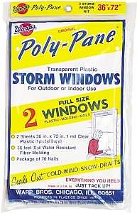 Warp's Poly-Pane Series 2P-24 Storm Window Kit, 36 in W, 1 mil Thick, 72 in L, Clear, Pack of 24