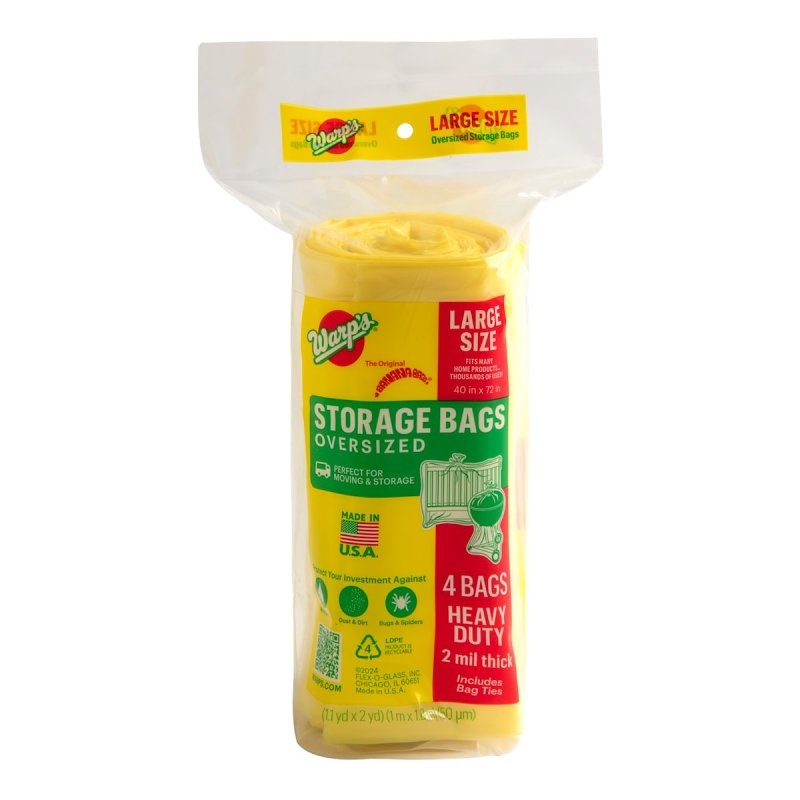 Warp's Banana Bags CB-40 Storage Bag, L, Plastic, Yellow, 40 in L, 72 in W, 2 mil Thick