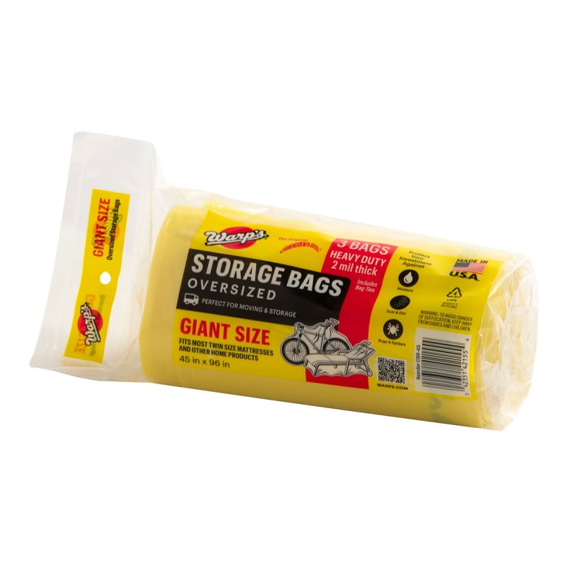 Warp's Banana Bags CB-45 Storage Bag, Giant, Plastic, Yellow, 45 in L, 96 in W, 2 mil Thick