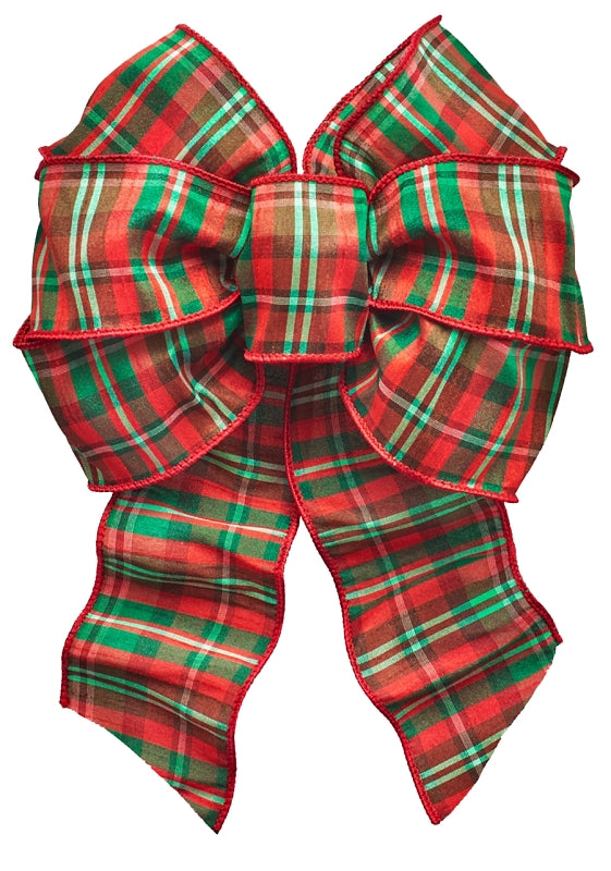 Holidaytrims 6159 Wired Bow, Red/Green, 7 Loops, 8-1/2 x 14 in, Pack of 12