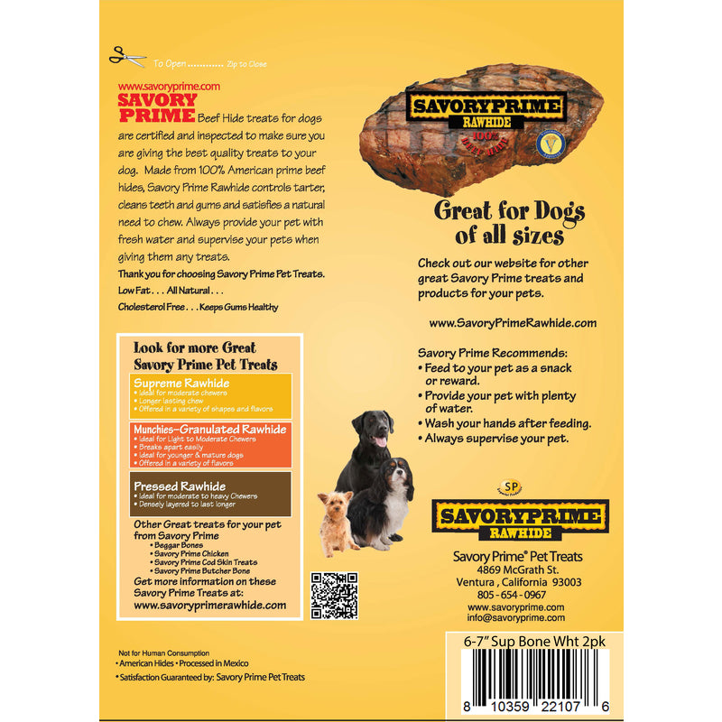 Savory Prime Supreme Medium Adult Knotted Bone Rawhide 6-7 in. L 2 pk