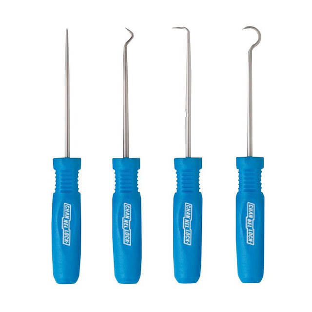 Channellock HP-4H Precision Hook and Pick Set, 4-Piece, Alloy Steel, Gun Metal High Polish, Blue