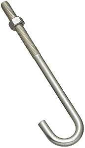 National Hardware 2195BC Series N232-967 J-Bolt, 3/8-16 Thread, 3 in L Thread, 7 in L, 225 lb Working Load, Steel, Pack of 10