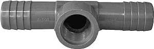 Boshart UPVCFRT-101005 Combination Hose Reducing Tee, 1 x 1/2 in, Insert x Insert x FPT, PVC, Black
