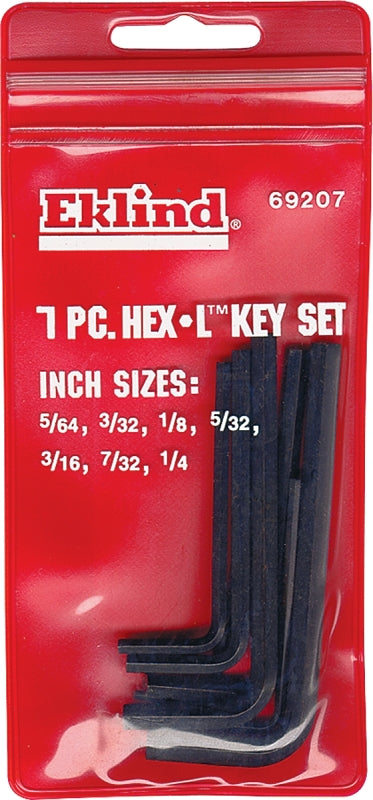 Eklind Hex-L 69207 Hex Key Set with Pouch, 7-Piece, Alloy Steel, Black